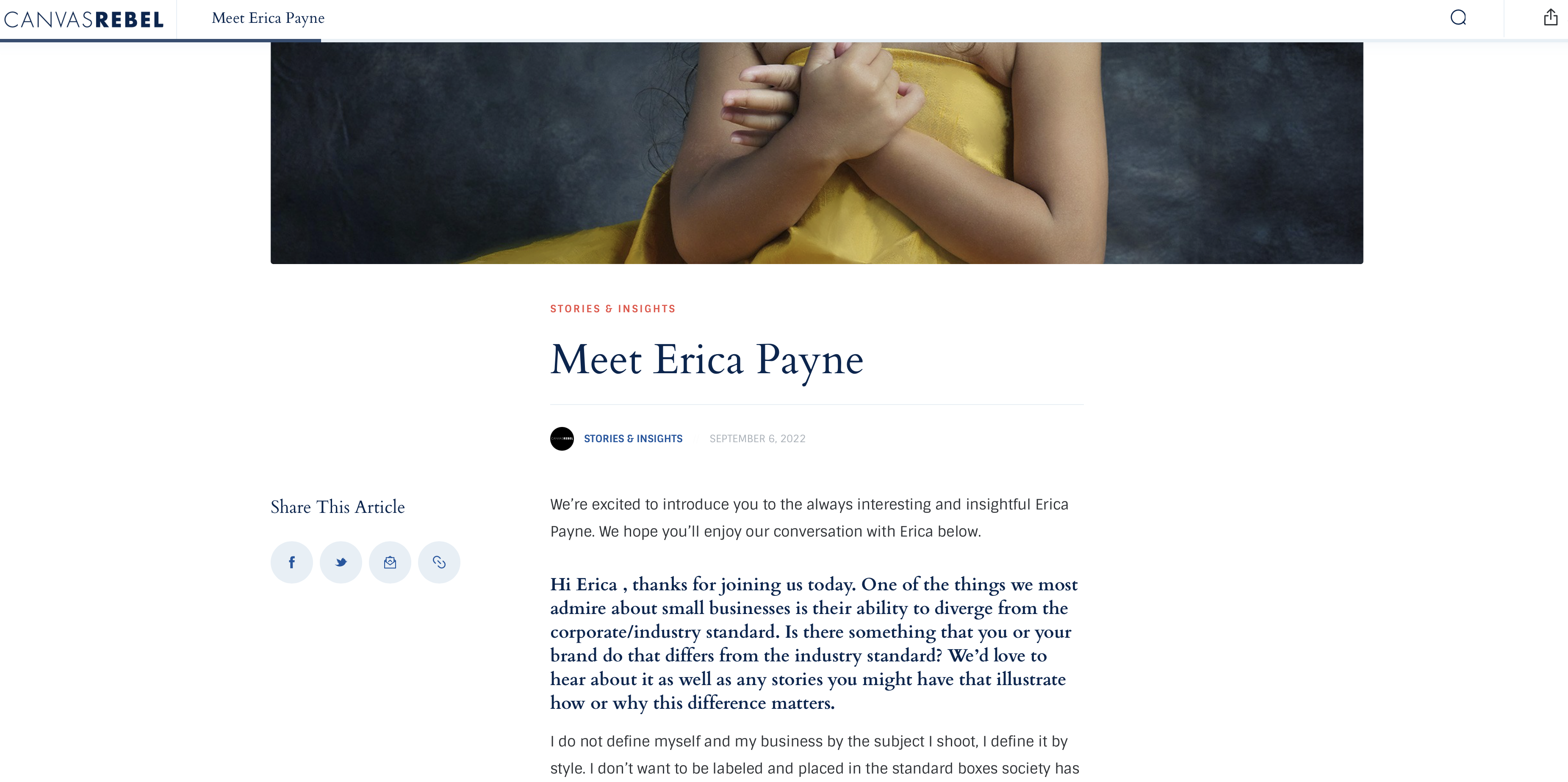 interview with Erica Payne. portrait photographer Austin